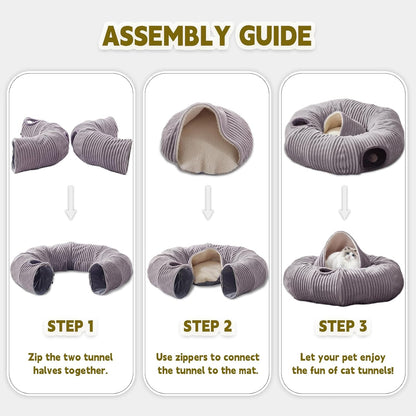 Collapsible spring framework of the WINDRACING cat cave folded flat for compact storage