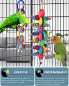 Multicolored wooden block chew toy for conures