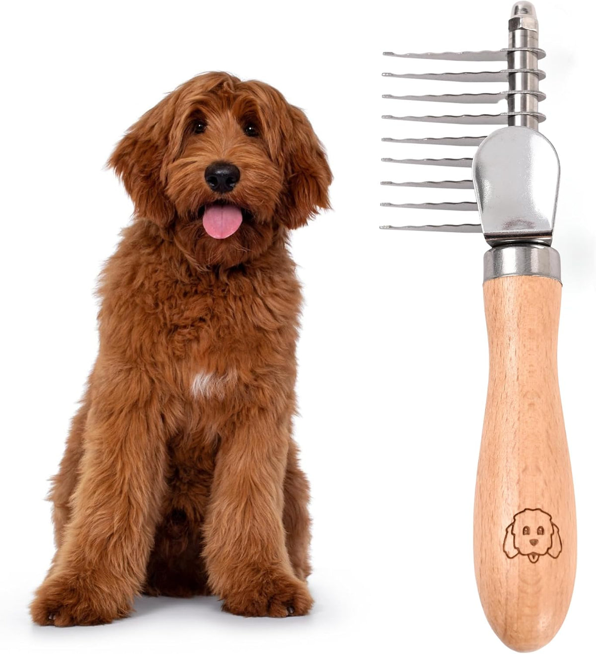 Pet Dematting Comb for Dogs and Cats with Wood Handle, Deshedding Undercoat Rake with Stainless Steel Blades, Pet Comb for Detangling Thinning and Shedding, All Hair Types [We Love Doodles] - Image 10