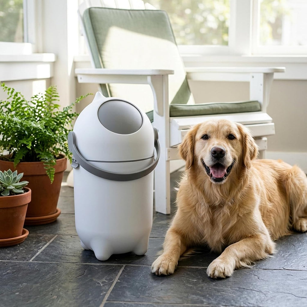 Dog Poop Trash Can, 15L Pet Waste Station, Airtight Odor Control Bin, Dog Waste Disposal System, Cat Litter Trash Can, Diaper Pail, Portable Handle, Regular Bag Use, Indoor Covered Outdoor (Grey) - Image 9
