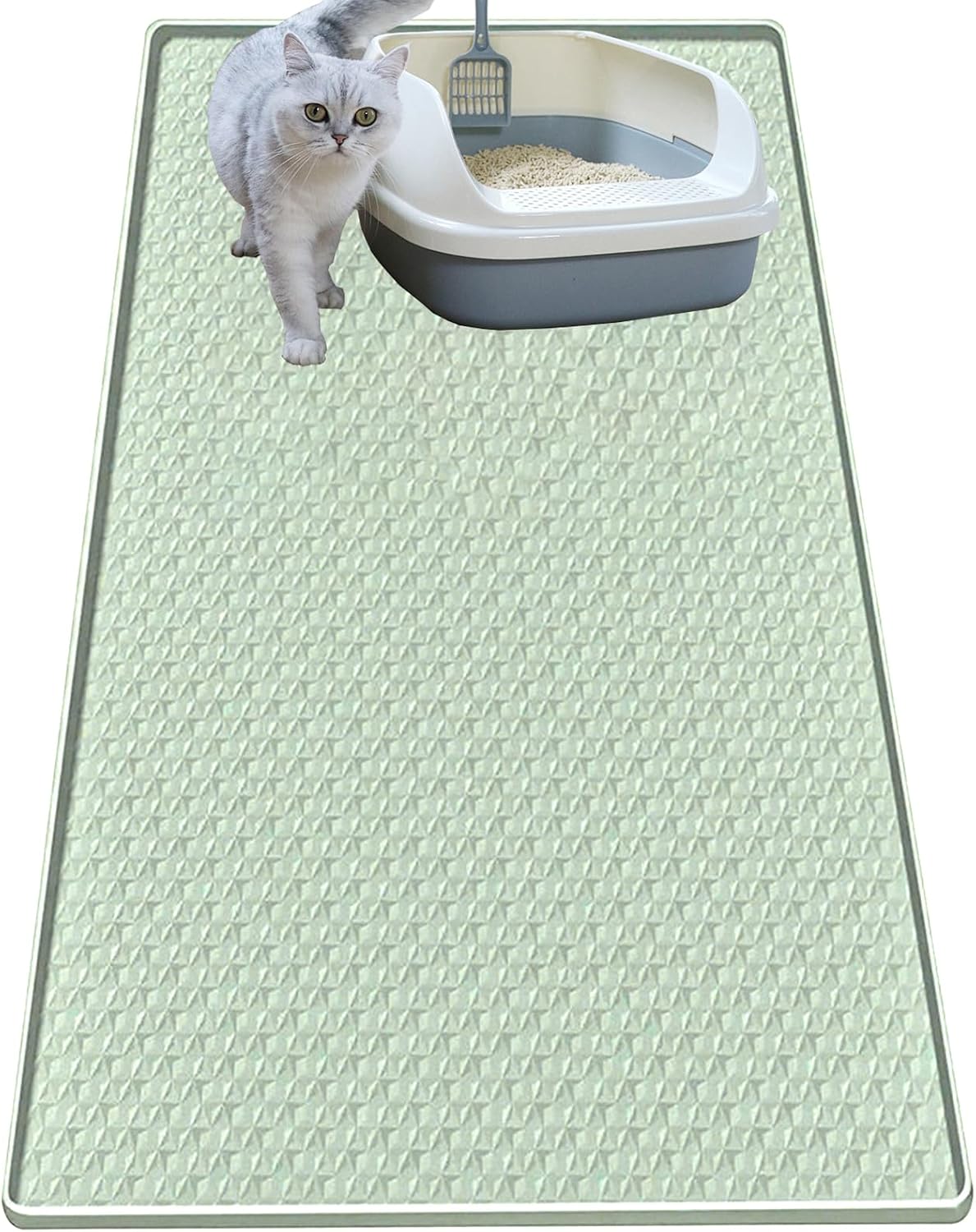 Cat Litter Mat for Litter Box, Silicone Large Cat Litter Trapping Mat - 34x22 in, Waterproof & Non-Slip, Durable & Easy Clean, Gray - Image 15
