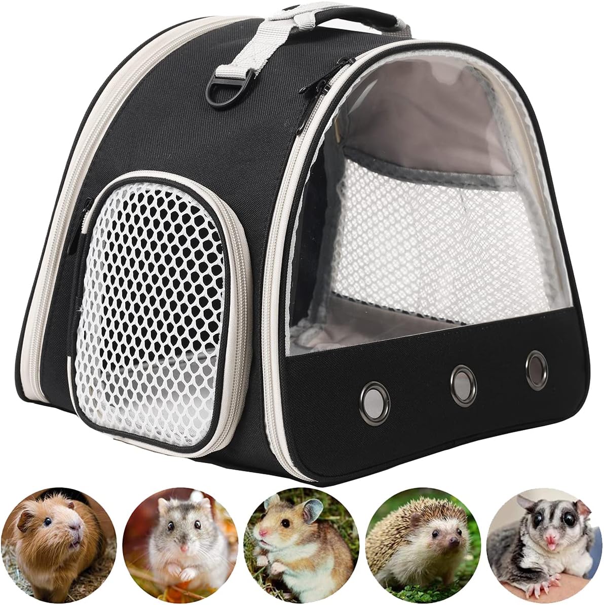 Leopard Gecko Portable Carrier with Leather Harness and Leash Set,Small Animal Travel Cage with Transparent Window,Lizard Carrier for Hamster Rabbit Gerbil Hedgehog Sugar Glider - Image 2