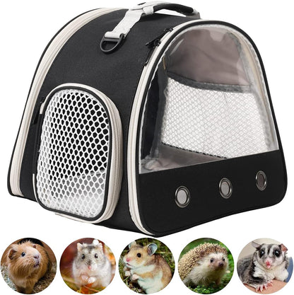 Leopard Gecko Portable Carrier with Leather Harness and Leash Set,Small Animal Travel Cage with Transparent Window,Lizard Carrier for Hamster Rabbit Gerbil Hedgehog Sugar Glider - Image 2