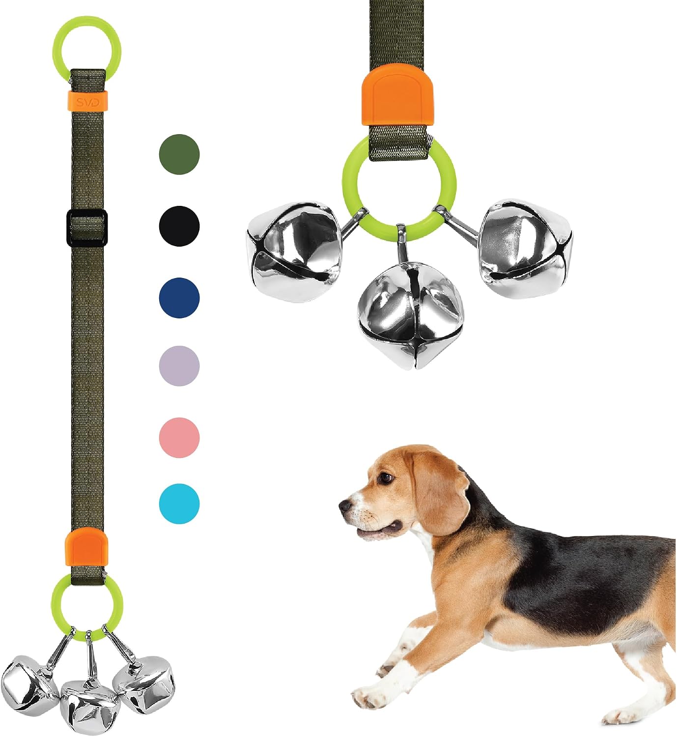 SVD.PET Dog Door Bell with Hanging Ring, Dog Bells to Go Outside for Potty Training, Can Attach to Door Knob or Anywhere Near The Door, Height Adjustable, Loud Jingle Bells for Puppies (Navy Blue) - Image 9