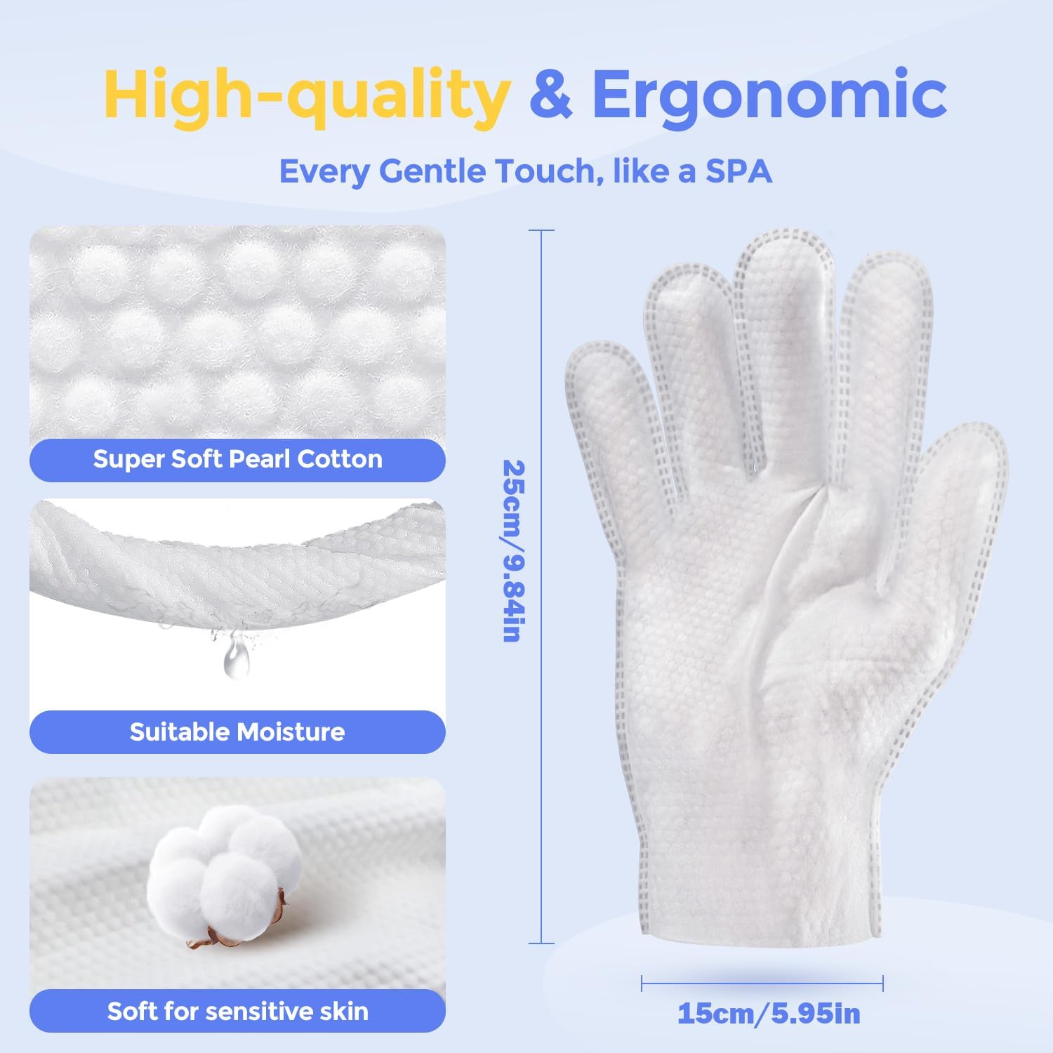 Extra thick hypoallergenic deodorizing pet bathing wipes in glove design