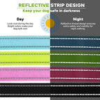 Candofly green dog head collar highlighting the dual integrated reflective safety stripes for night walks.
