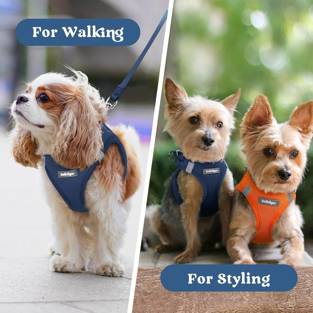 rabbitgoo Small Dog Harness, Step-in Easy On Soft Light Puppy Vest with Breathable Mesh for Walking, Safe Reflective Pet Harness for Small Sized Dogs, Navy Blue S - Image 9