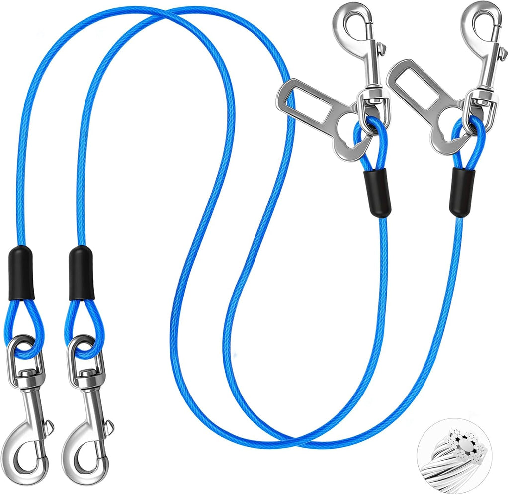 HaiYUAN dog car safety harness blue 2 pack front view