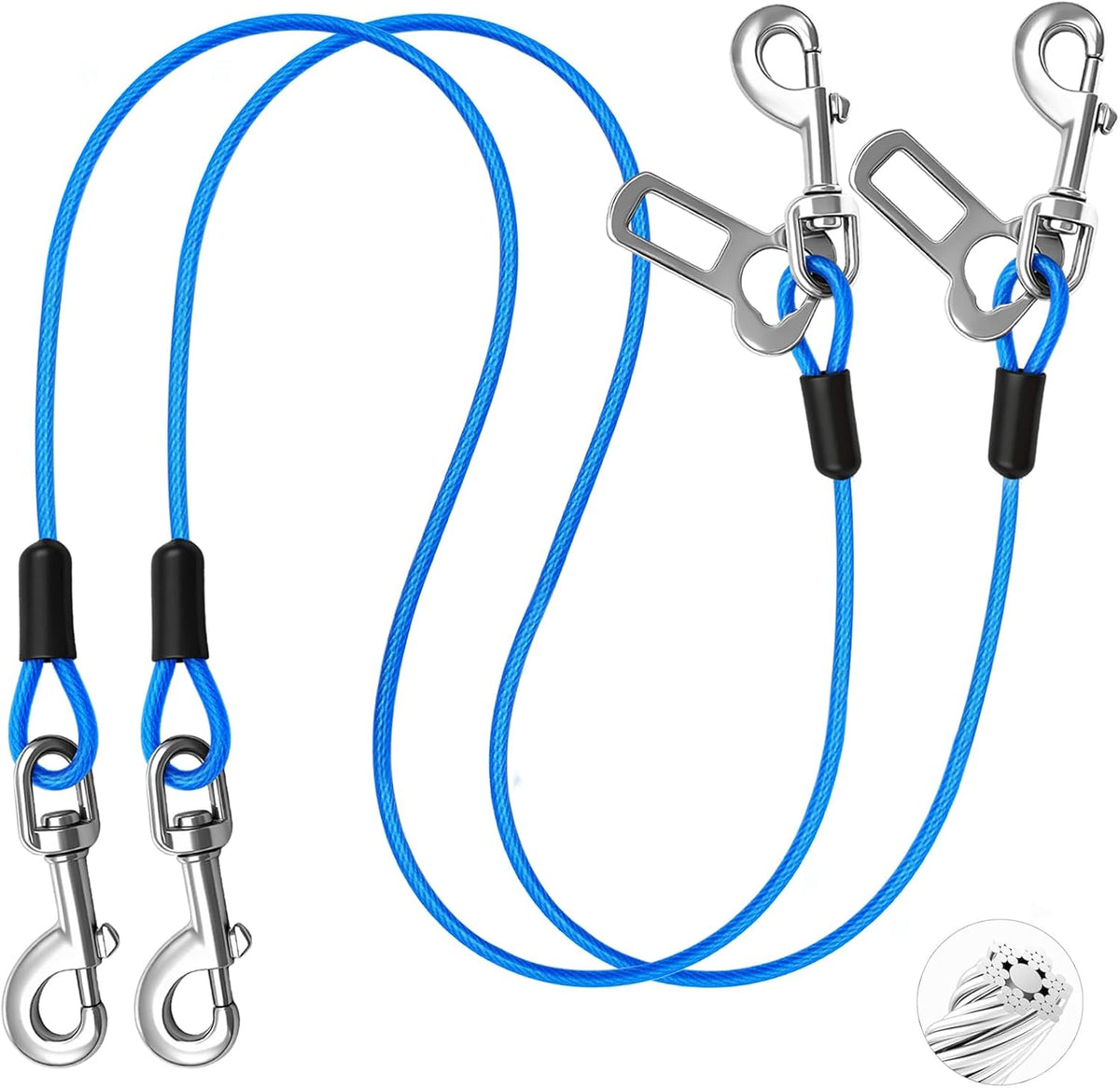 HaiYUAN dog car safety harness blue 2 pack front view