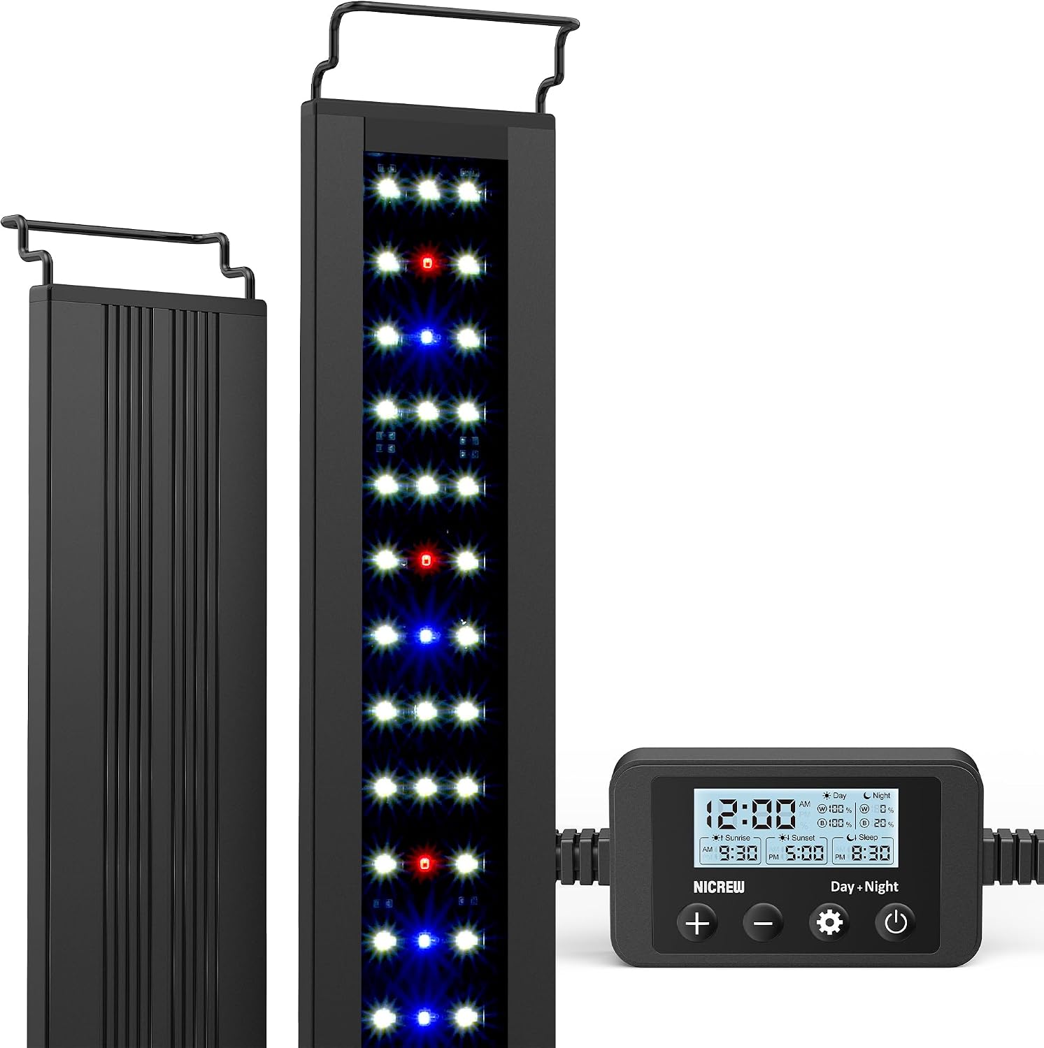 Nicrew C10 full spectrum aquarium light front view on fish tank