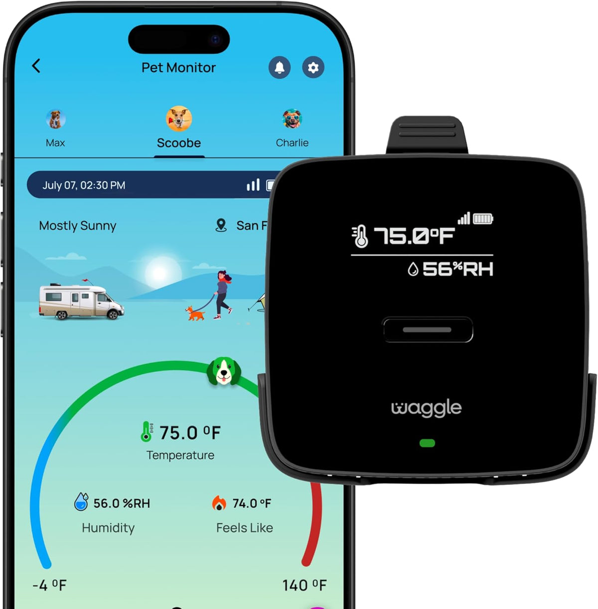 Waggle 4G Pet Temperature Monitor Lite front view