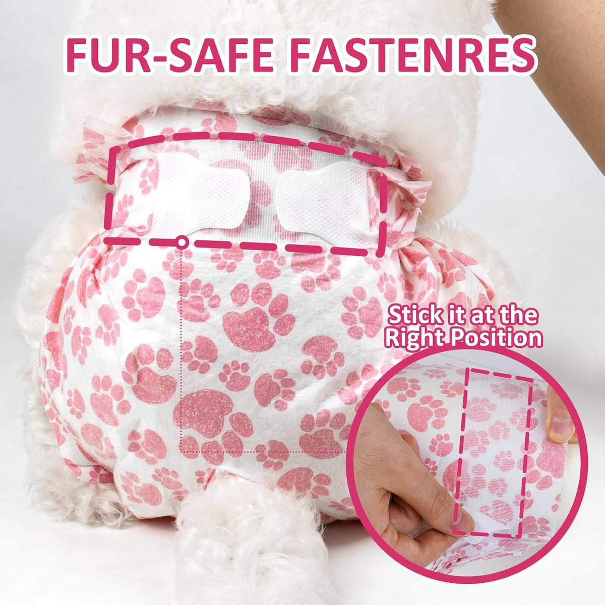 Close up view of the breathable materials and elastic waistband on Dono cat and dog diapers.