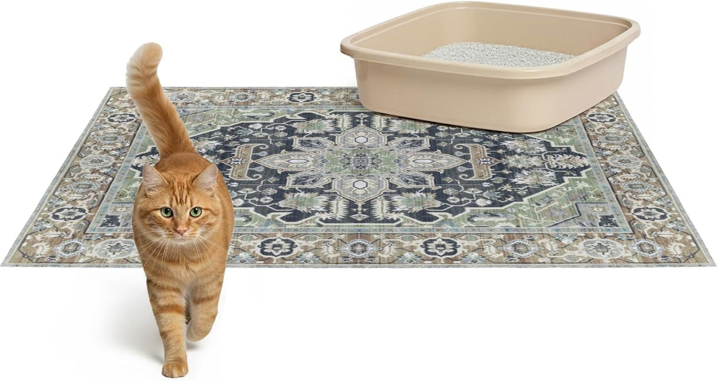 Lovewag Pets Cat Litter Mat 2 Pack - Large 36x48 Machine Washable Easy Clean Non-Slip Waterproof Trapping Mats for Cats - (Marmalade Sunshine) - Image 15