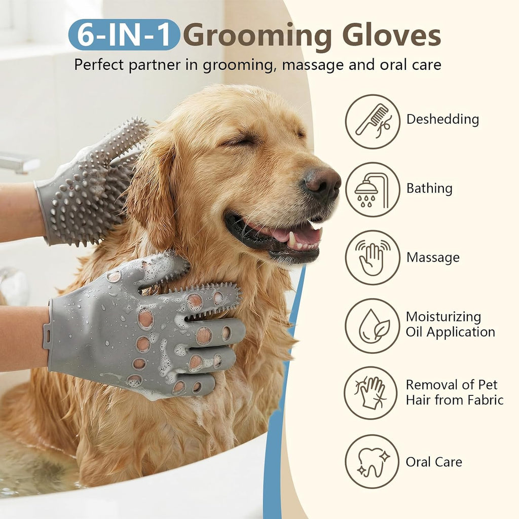 WAGINGROO pet grooming glove showing soft silicone tips for dog deshedding