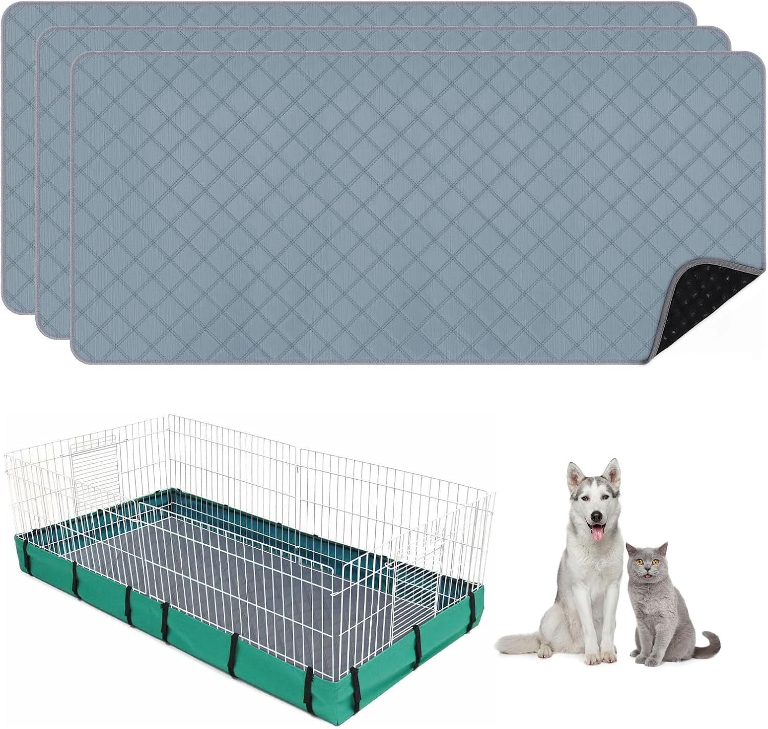 6 Packs Washable Guinea Pig Cage Liners, Waterproof Guinea Pig Pee Pads Reusable Absorbent Bedding Anti Slip Mats for Small Animals Bunny Rabbit Hamster (12 x 12in) - Image 11