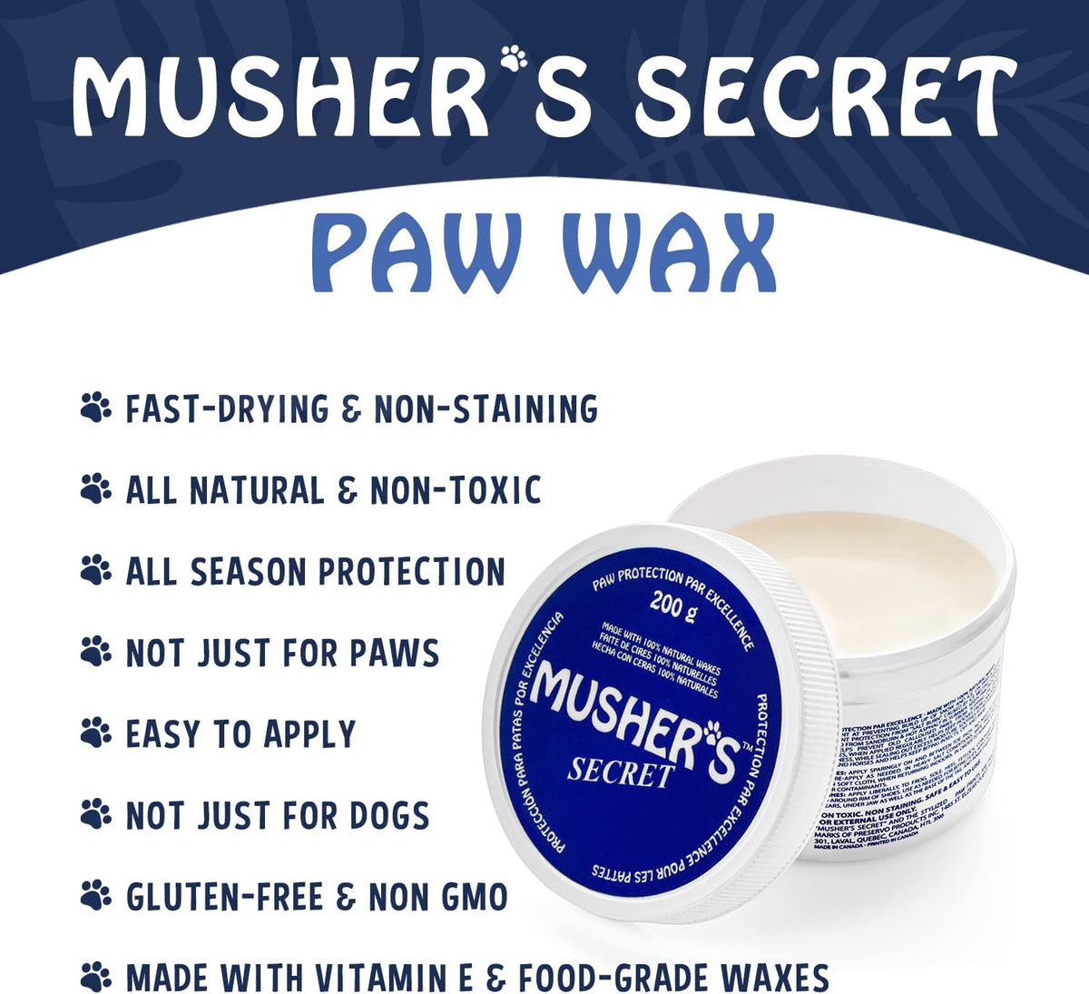 Musher's Secret Dog Paw Wax 200g - Natural Paw Balm for Dogs with Vitamin E - Helps Protect Paws from Hot Pavement, Ice & Salt - Moisturizes Cracked Pads - Lick-Safe, Non-Toxic Dog Paw Protector - Image 9
