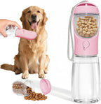 Premium imported travel water bottle for dogs with detachable kibble container base