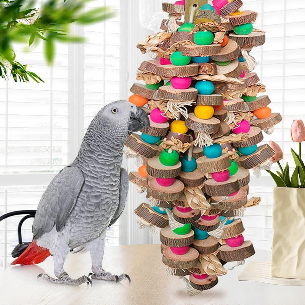 HZDZ LCPAW bird toy featuring woven plant fibers and cotton rope