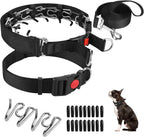 Generic dog prong training collar front view showing stainless steel links and black nylon cover.