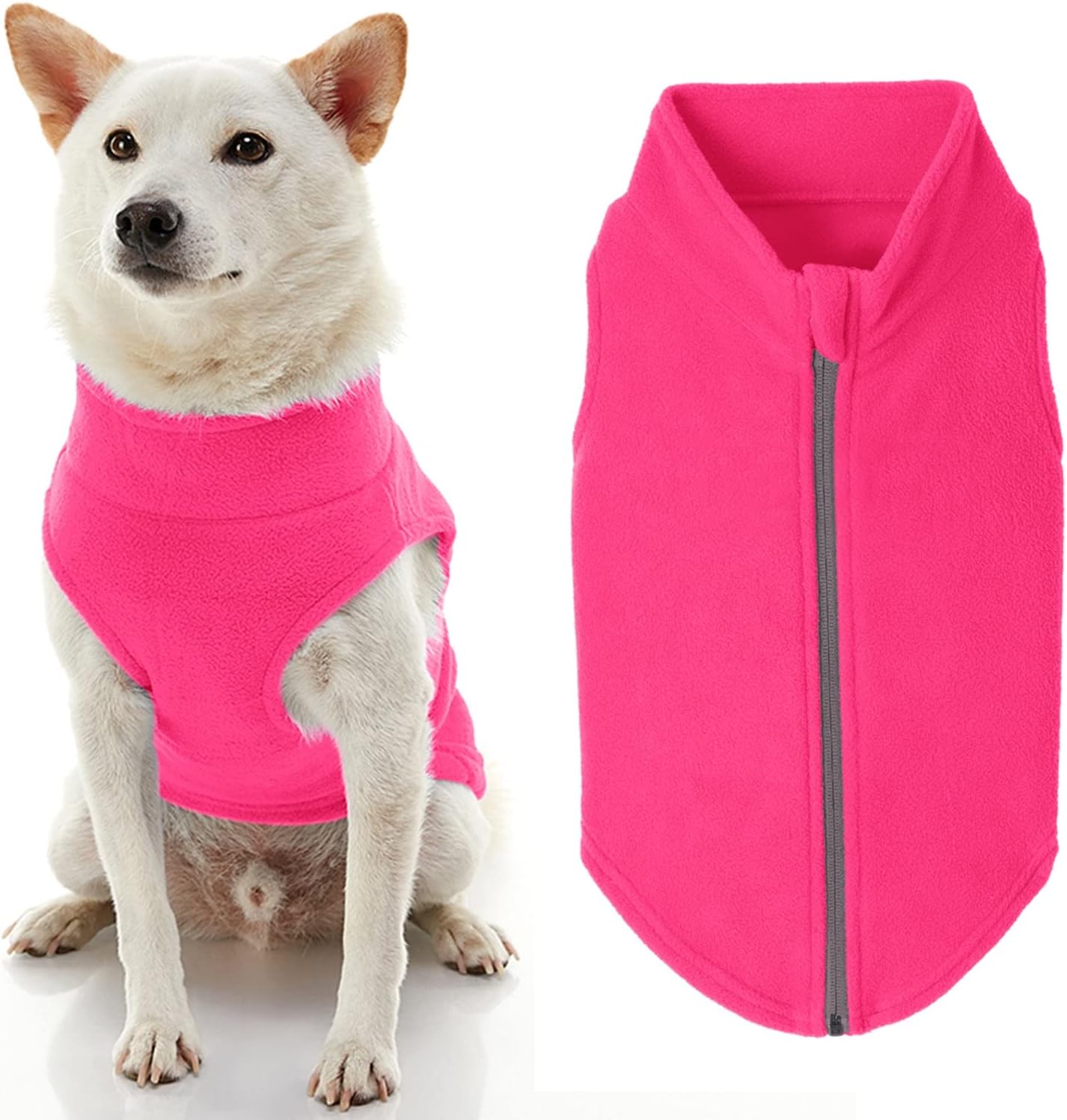 Gooby - Zip Up Fleece Vest, Fleece Jacket Sweater with Zipper Closure and Leash Ring, Pink, Medium - Image 11