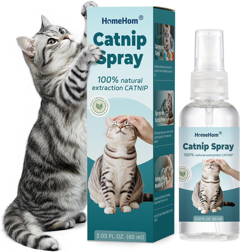 HomeHom High Potency Catnip Spray front view bottle for indoor cat play stimulation.