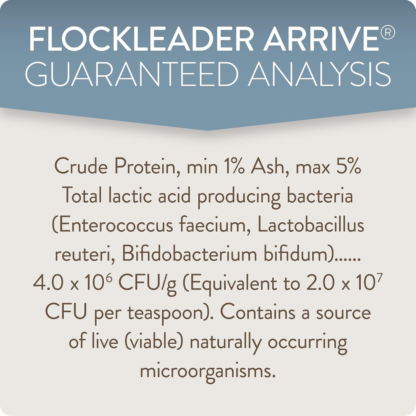 FlockLeader Arrive daily preventative nutritional powder supplement close up product view