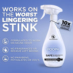 Pooph pet odor spray bottle showing molecular neutralizer label