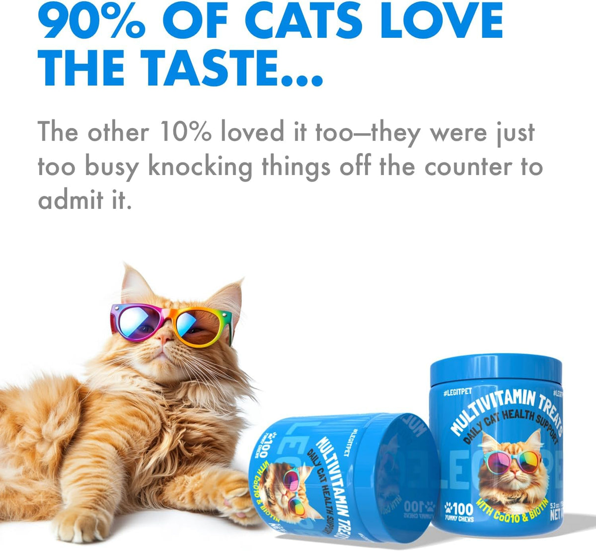 Legitpet daily health treats for indoor cats close up view.