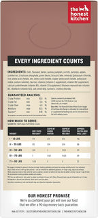 Honest Kitchen Whole Grain Veggie and Fruit Base Mix ingredients label