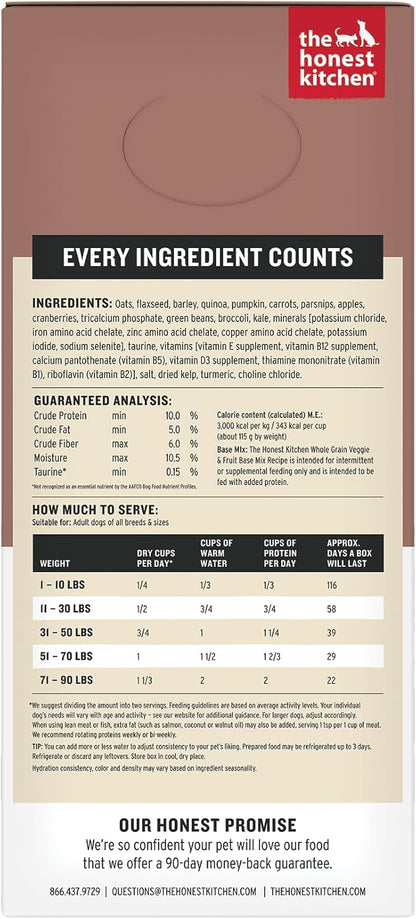 Honest Kitchen Whole Grain Veggie and Fruit Base Mix ingredients label