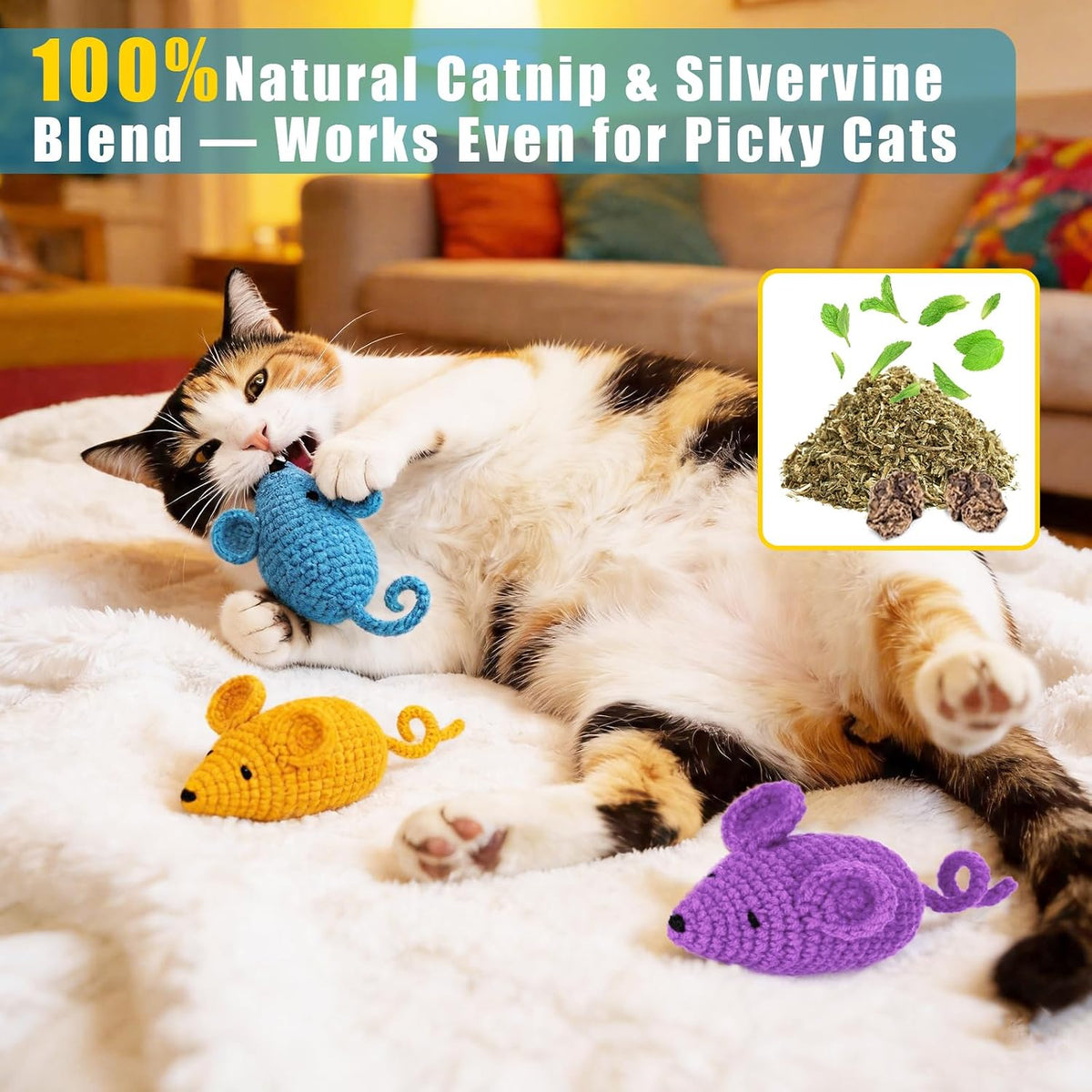 Durable crochet texture cat chew toy supporting feline dental hygiene and teeth cleaning