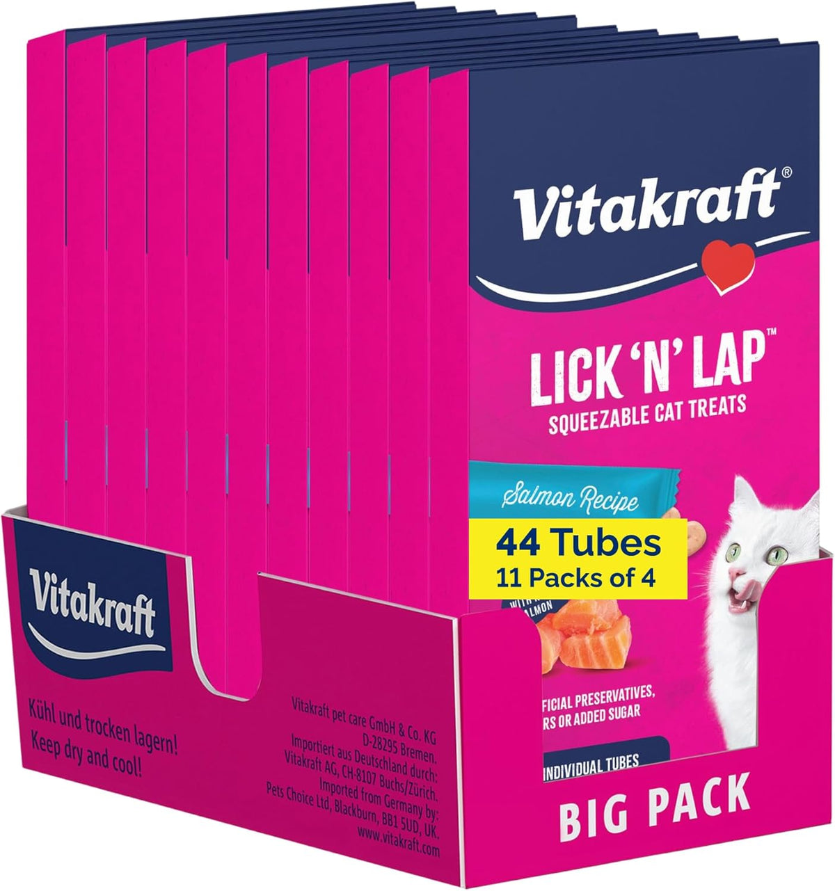 Vitakraft Lick 'N' Lap Real Salmon Squeezeable Liquid Cat Treats, Lickable, Salmon Broth #1 Ingredient, No Artificial Colors, Preservatives or Added Sugar, for Hydration, 0.52 oz. Tubes, 16 Count - Image 15