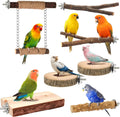 7-Piece Bird Perches for Cage- Wooden Parrot Stand with Fork Toys, Hanging Multi-Branch Platform, Hammock Swing, Gym Playstand & Chewing Toys - for Parakeets, Budgies, Lovebirds - Durable - Image 1