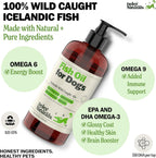 Wild caught Icelandic dog omega 3 6 9 liquid supplement with convenient pump dispenser for easy feeding