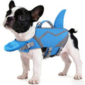 Petglad Shark Dog Life Jacket blue medium front view swimming safety vest