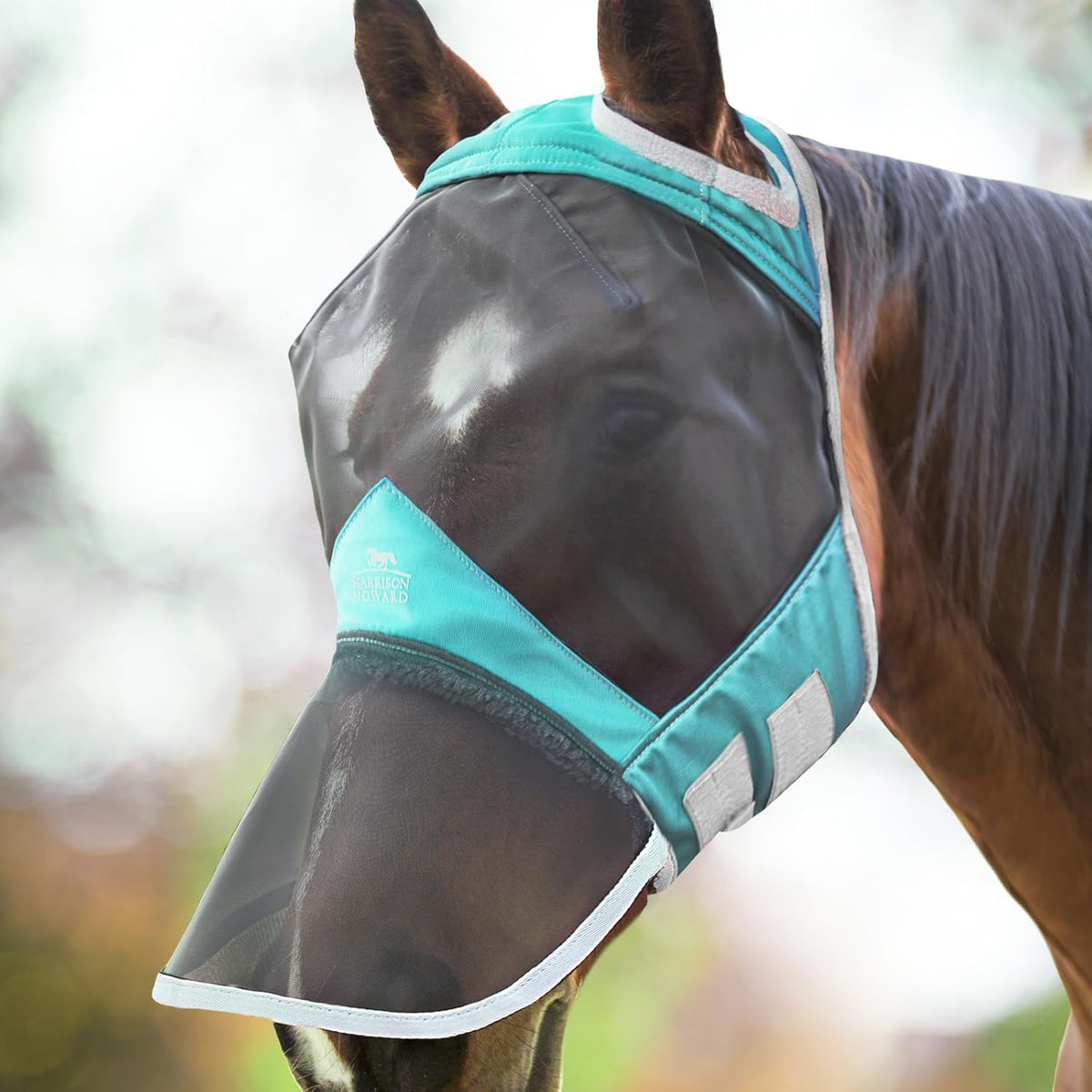 Harrison Howard CareMaster Pro Horse Fly Mask Summer Mint front view