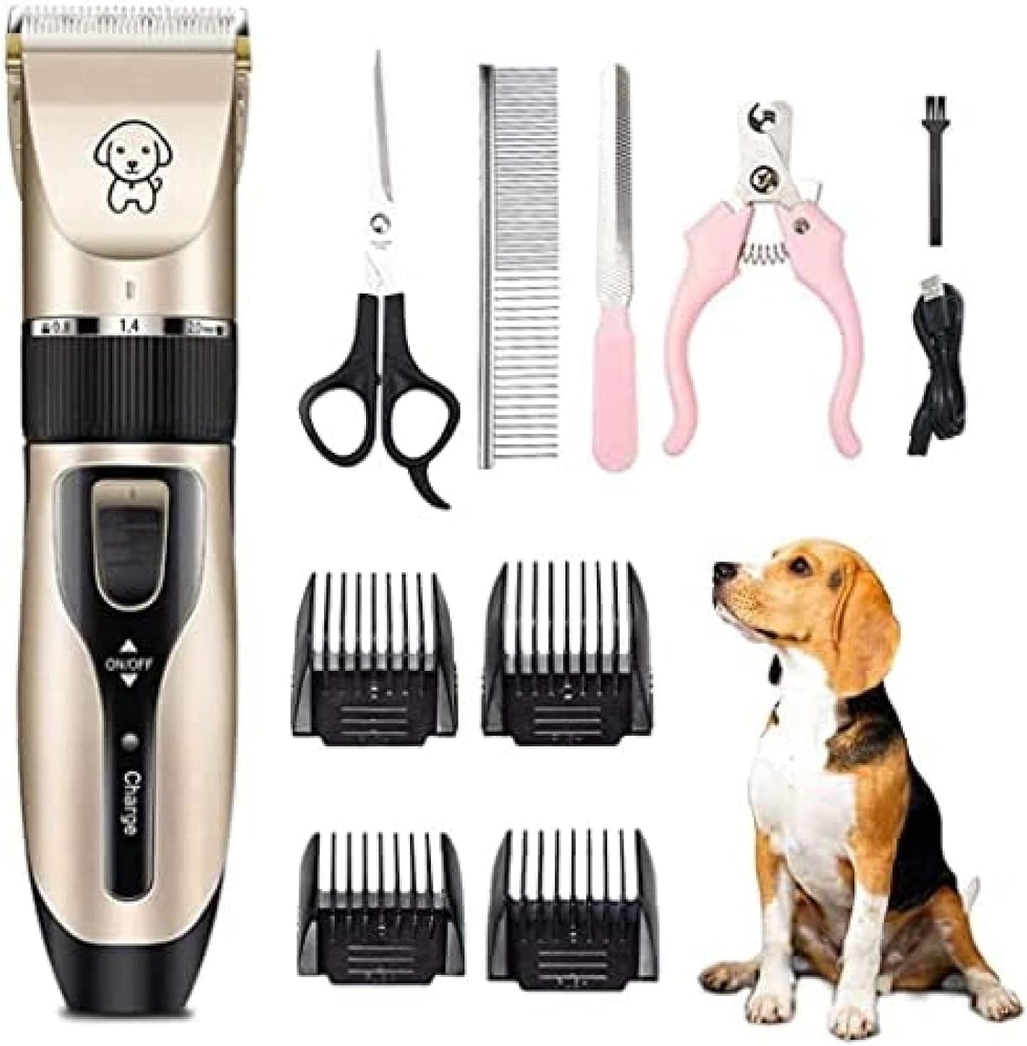 Yasao cordless rechargeable pet hair trimmer front view professional pet grooming machine
