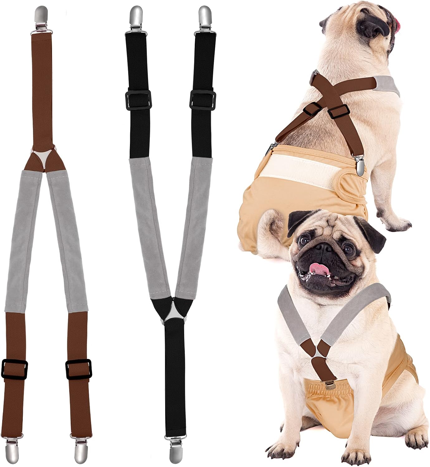 Saintrygo 2 Pcs Dog Suspenders Diaper Suspenders Soft Female Male Adjustable Washable Pet Diaper Keeper Suspender for Doggy Skirt Dress Diapers Gift(Black, Blue,Medium) - Image 10