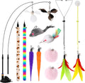 Soarer 4 in 1 interactive cat wand toy set front packaging view with premium feather replacements.