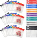 Anglecai reusable zippered pill pouch bags front view showing color coded tops for medicine organization