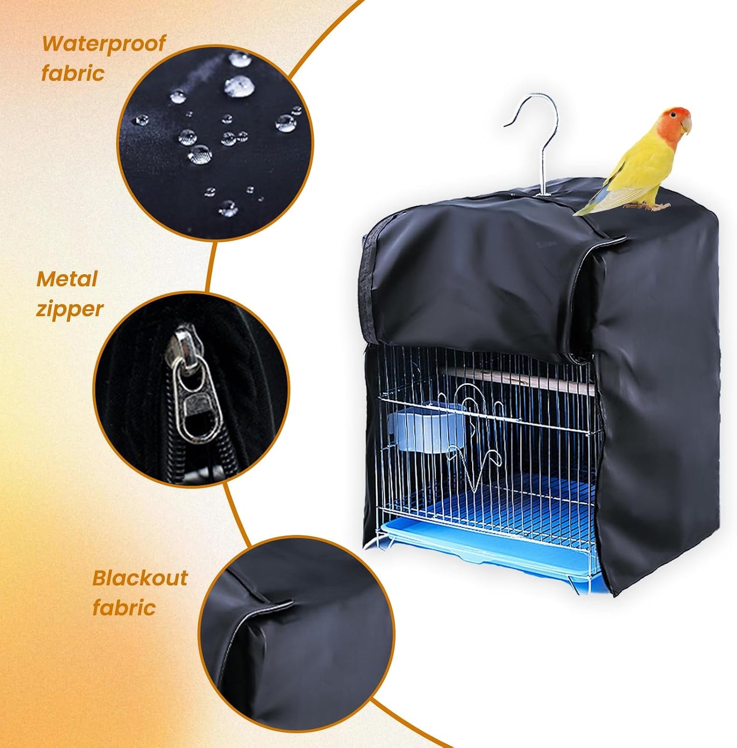 Wzttdm bird cage accessories package showing compact folded black fabric cover