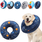 SCENEREAL Dog Cone Alternative After Surgery Pet Recovery Collar for Small Medium Large Dogs Cats, Adjustable Inflatable Donut to Prevent Licking, Black Suit Print E-Collars - Image 15