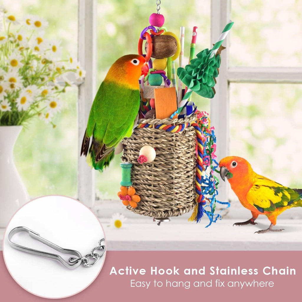 Stainless steel hanging chain attached to Katumo bird enrichment toy