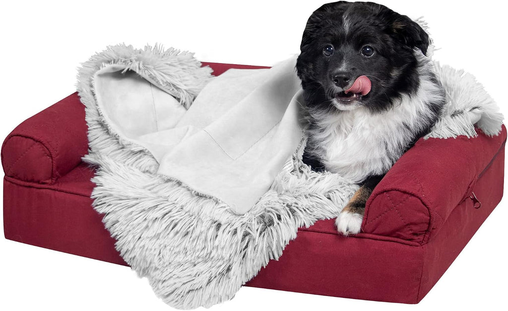 Furhaven Waterproof Throw Blanket for Dogs & Indoor Cats, Washable - Shaggy Plush Calming Long Faux Fur & Velvet Dog Blanket - Mist Gray, XL - Image 14