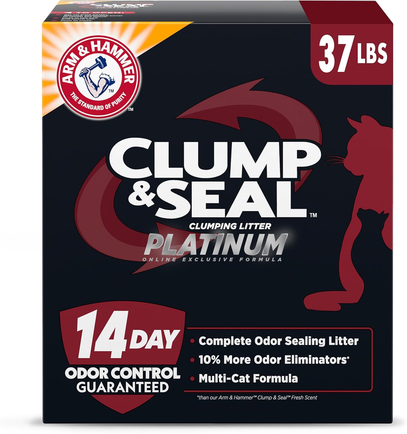 ARM & HAMMER Clump & Seal SLIDE Platinum Multi-Cat Clumping Cat Litter, Easy Clean Technology with No Scrubbing, 14-Day Odor Control, 37 lbs - Image 10