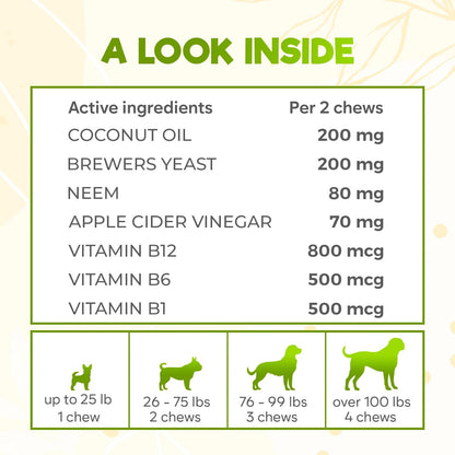 Back label of ZENO oral pest control chewables with directions and information.