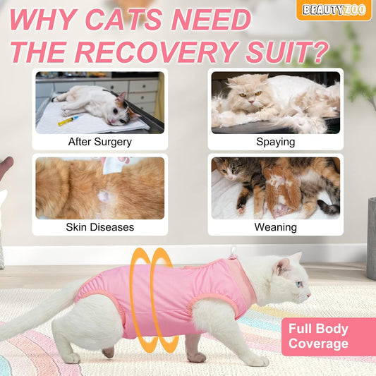 BEAUTYZOO cat surgery garment back view adjustable hook and loop closure
