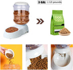 Leptzoa automatic large pet food bowl being refilled with dry kibble from the top