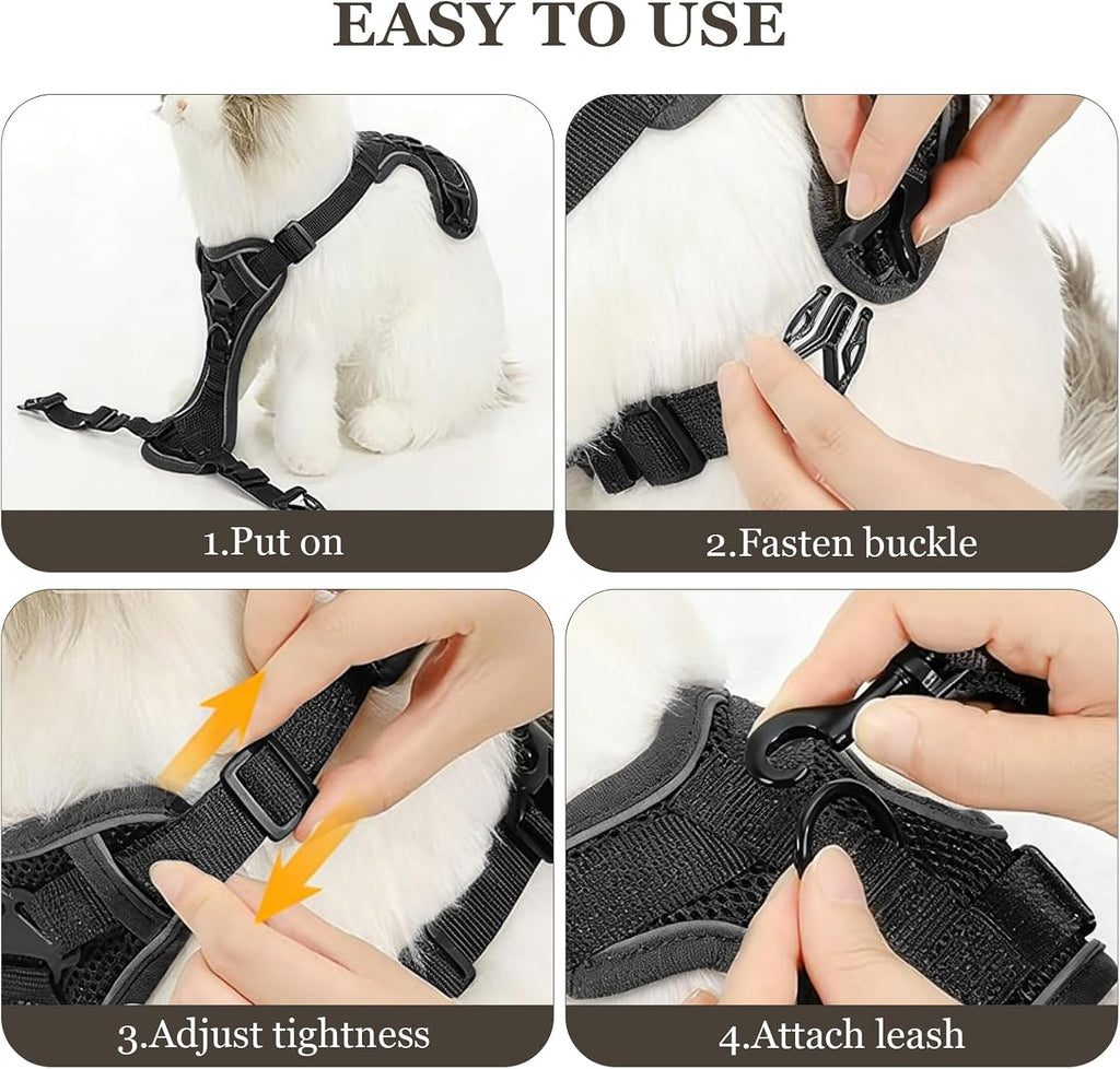 Shudyear black cat vest with reflective safety strips low light visibility