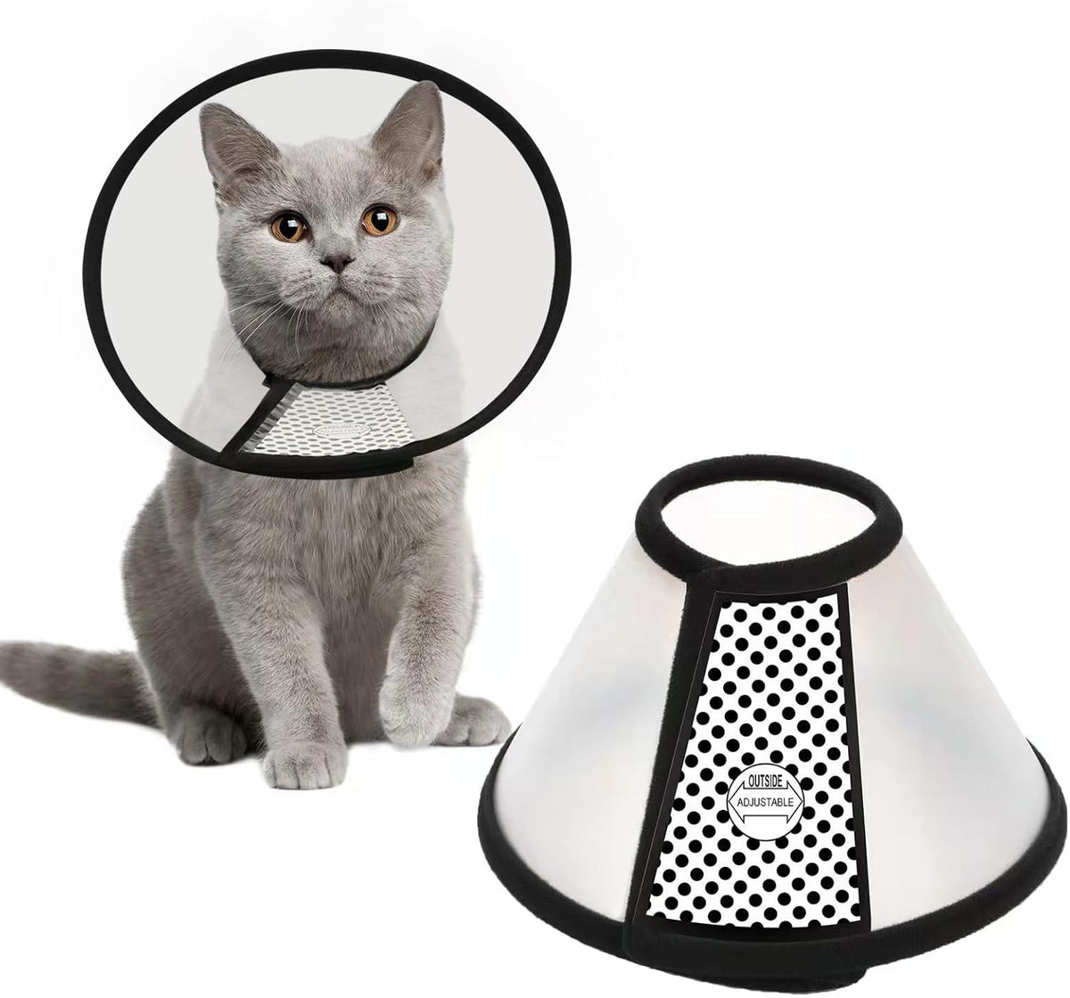 Depets Adjustable Recovery Pet Cone E-Collar for Cats Kittens Rabbits, Plastic Elizabeth Protective Collar Wound Healing Practical Neck Cover, Neck Girth 6.1 in - Image 10